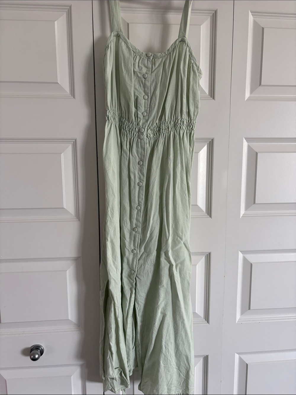 Zara Pale Mint Button-Front Maxi Dress